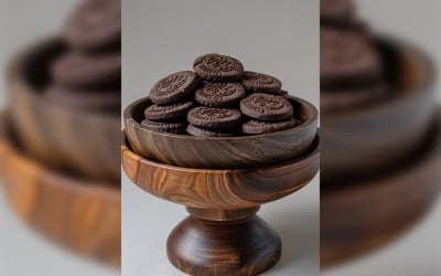 Cookies with chocolate chips Heap in woooden bowl 172