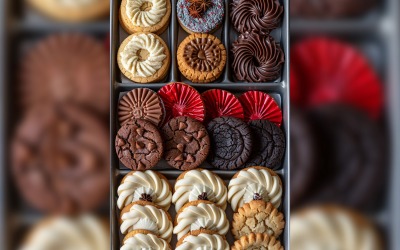 Different Chocolate chip cookies collage in a tray 219