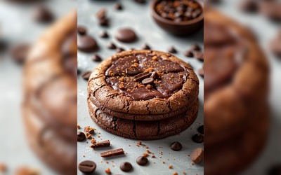 Floating Chocolate chip cookies stacked 177