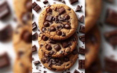Galletas flotantes con chispas de chocolate apiladas 174