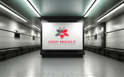 Logomodell einer weißen U-Bahn-Station oder U-Bahn-Außenwerbetafelmodell PSD