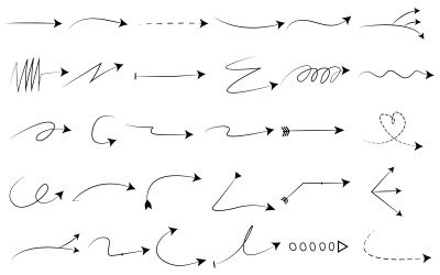 Ručně kreslená šipka vektor kolekce