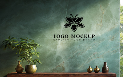 Marmorwand-Logo, Mmockup, schwarz, PSD