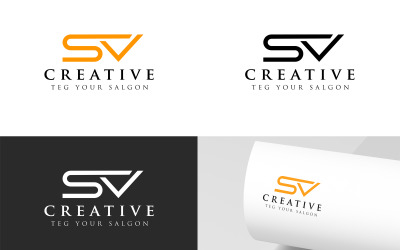 Modèle de conception de logo de lettres SV