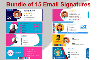 Bundel van 15 e-mailhandtekeningen en sjabloon voor e-mail