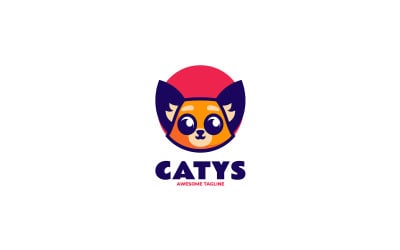 Einfaches Katzen-Maskottchen-Logo-Vorlage 3