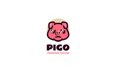 Einfaches Schwein-Maskottchen-Logo-Design 1