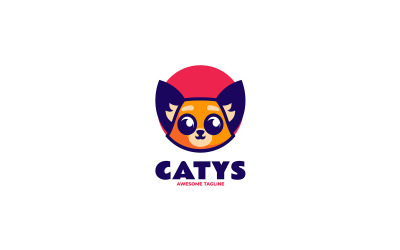 Kedi Basit Maskot Logo Şablonu 3