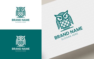 线猫头鹰标志模板 V-01