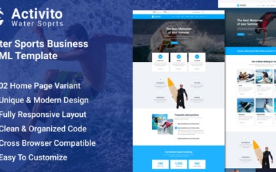 Activito - Modèle HTML pour les entreprises de sports nautiques.