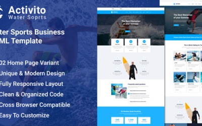 Activito — szablon HTML firmy zajmującej się sportami wodnymi.