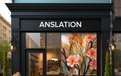 3d luxury brand sign mockup beige facade logo mockup sign black store facade