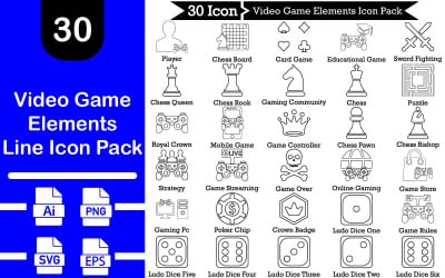 Pacchetto icone linea elementi videogioco