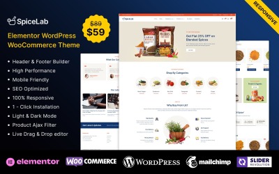 Spicelab – Elementor WooCommerce-Shop für Gewürze und Lebensmittel