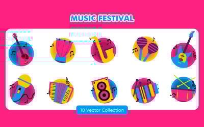 Conjunto de adesivos para festivais de música