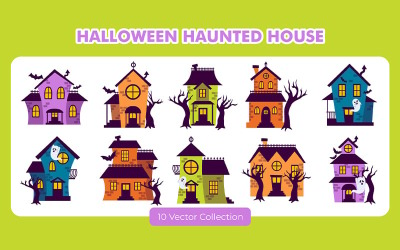 Conjunto de vetores de casa assombrada de Halloween