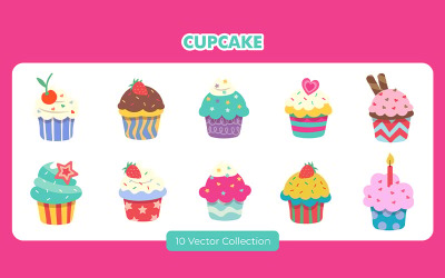 Cupcake vektör kümesi koleksiyonu