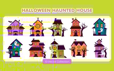Ensemble vectoriel de maison hantée d&amp;#39;Halloween