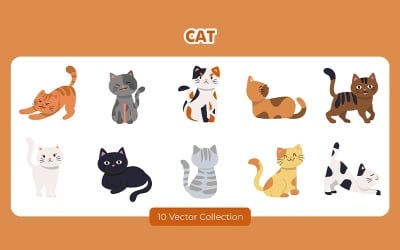 Коллекция векторного набора кошек