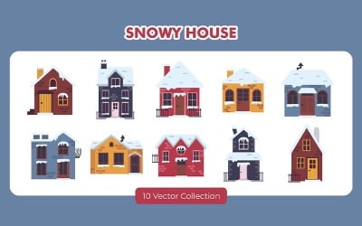 Snowy House Vector Set Collection