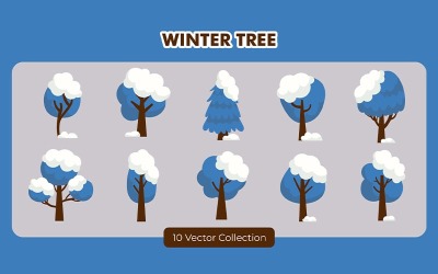 Vinterträd vektor set samling