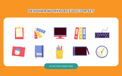 Designer-Arbeitsplatz-Vektor-Set