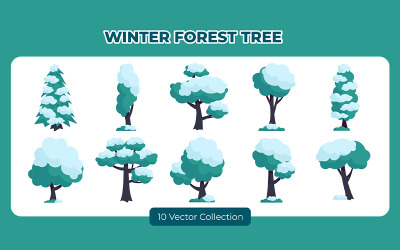 Ensemble vectoriel d&amp;#39;arbres forestiers d&amp;#39;hiver