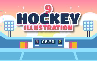 9 Ilustración del deporte del jugador de hockey