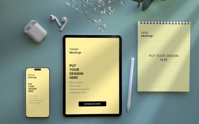 Tablet Phone and Note Mockup