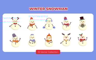 Wintersneeuwman vectorset