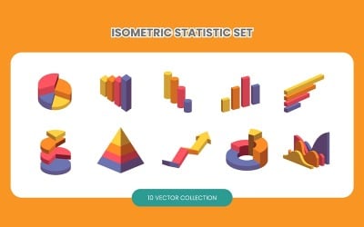 Zestaw ilustracji izometrycznych statystyk