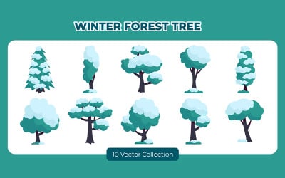 Zimowy zestaw wektorów drzew leśnych