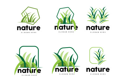 Erba verde Logo Natura Pianta Vector V4
