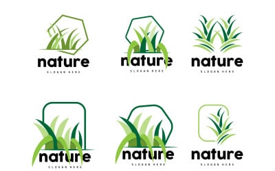 Green Grass Logo Nature Plant Vector V4