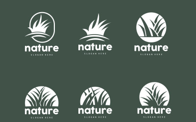 Groen gras Logo natuur Plant Vector V7
