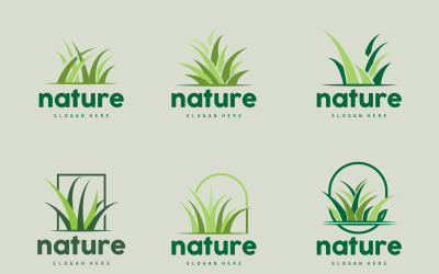 Grünes Gras Logo Natur Pflanze Vektor V2