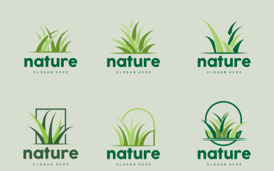 Vector de planta de naturaleza de logotipo de hierba verde V2
