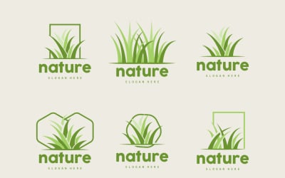 Vector de planta de naturaleza de logotipo de hierba verde V3