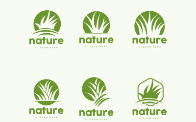 Erba verde Logo Natura Pianta Vector V8