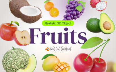 Fruktig - frukt 3D Ikonuppsättning