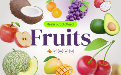 Owocowy - zestaw ikon 3D owoców
