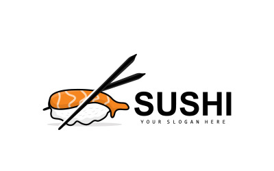 Sushi-Logo, japanischer Meeresfrüchte-Vektor V12