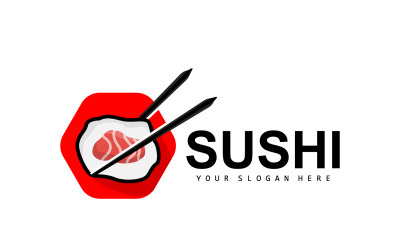 Sushi Logo Vettore di frutti di mare giapponese V5