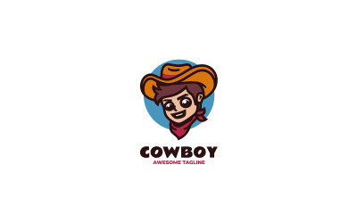 Logo de dessin animé de mascotte de cowboy