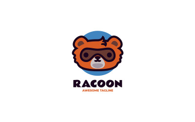 Waschbär, Einfaches, Maskottchen, Logo, 3
