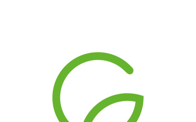 Logo della lettera g con foglie verdi
