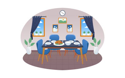 Ready to Use Dining Room Vector Illustration