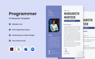 CV Resume Programmer V4 ideal template for showcasing your programming skills