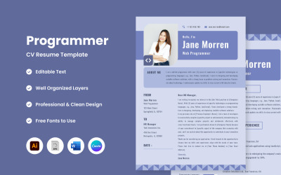 CV Resume Programmer V5 — идеальный шаблон для демонстрации ваших навыков программирования