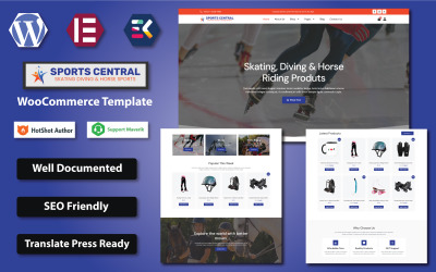 Sports Central - Plantilla WooCommerce para tienda de equipos para deportes ecuestres, patinaje y buceo